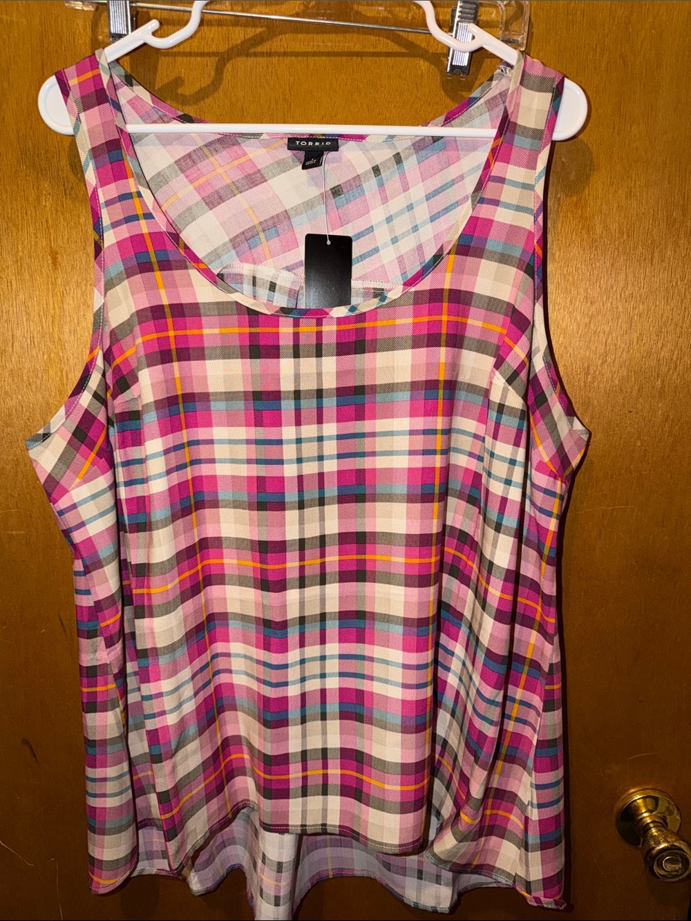 torrid Multi Plaid Challis Hi Low Tank